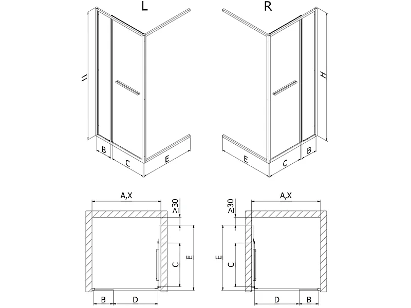 Mexen Linea Schiebeduschtür 120 cm, transparent, Chrom - 8E1-120-000-01-01