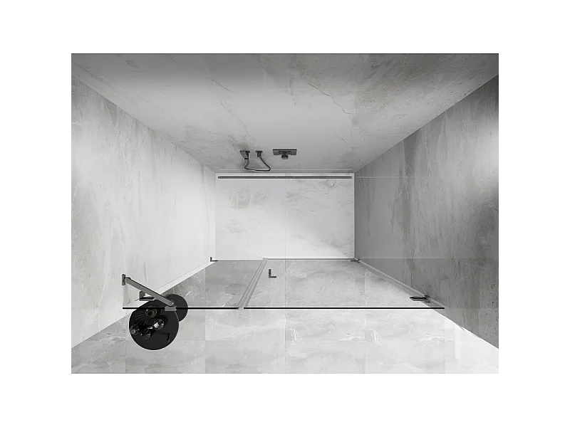 Mexen Lunar-B puerta de ducha abatible derecha 110 cm, transparente, níquel cepillado - 832S-110-050-97-00-P