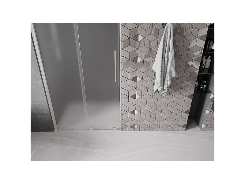 Mexen Velar drzwi prysznicowe rozsuwane 90 cm, szron, nikiel szczotkowany - 871-090-000-31-97