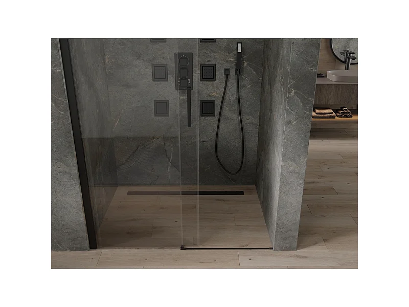 Mexen Omega skydedør til brusekabine 100 cm, transparent, sort - 825-100-000-70-00