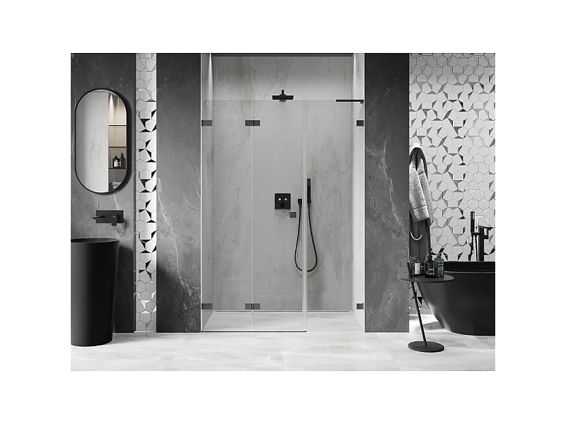 Mexen Lunar-F L porte de douche pliante gauche 120 cm, transparent, gun métal - 836SL-120-050-95-00-L