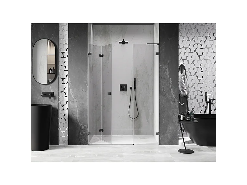 Mexen Lunar-F L porte de douche pliante gauche 120 cm, transparent, gun métal - 836SL-120-050-95-00-L