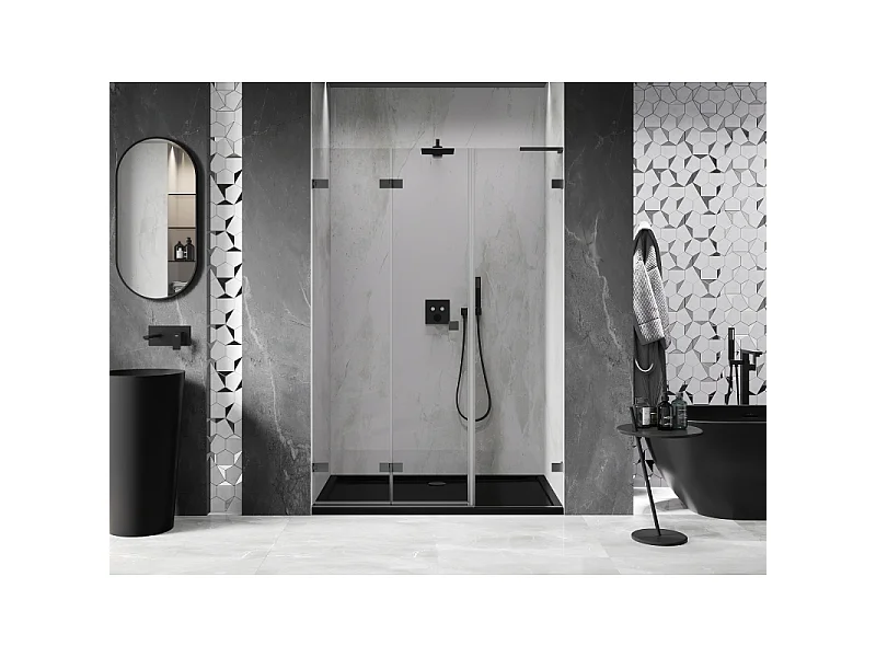 Mexen Lunar-F L porte de douche pliante gauche 120 cm, transparent, gun métal - 836SL-120-050-95-00-L