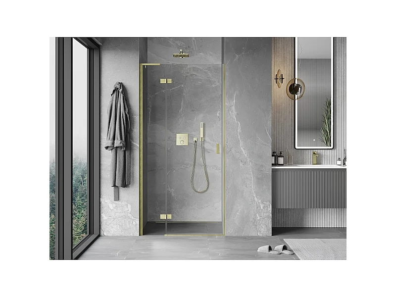 Mexen Mist-H L porte de douche pivotante gauche 115 cm, transparent, doré brossé - 8A5L-115-000-55-00-L