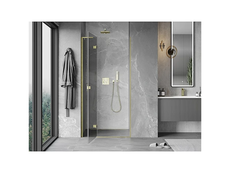 Mexen Mist-H L porte de douche pivotante gauche 115 cm, transparent, doré brossé - 8A5L-115-000-55-00-L