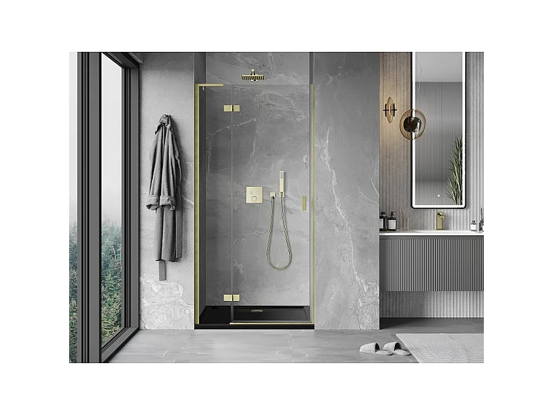Mexen Mist-H L porte de douche pivotante gauche 115 cm, transparent, doré brossé - 8A5L-115-000-55-00-L