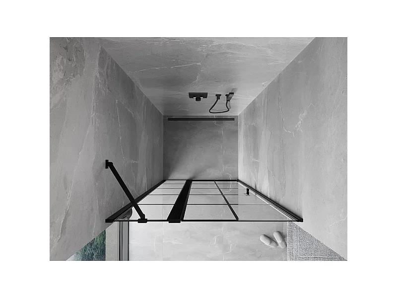 Mexen Mist draaideur douche links 75 cm, zwart rooster, zwart - 8A4-075-000-70-77-L