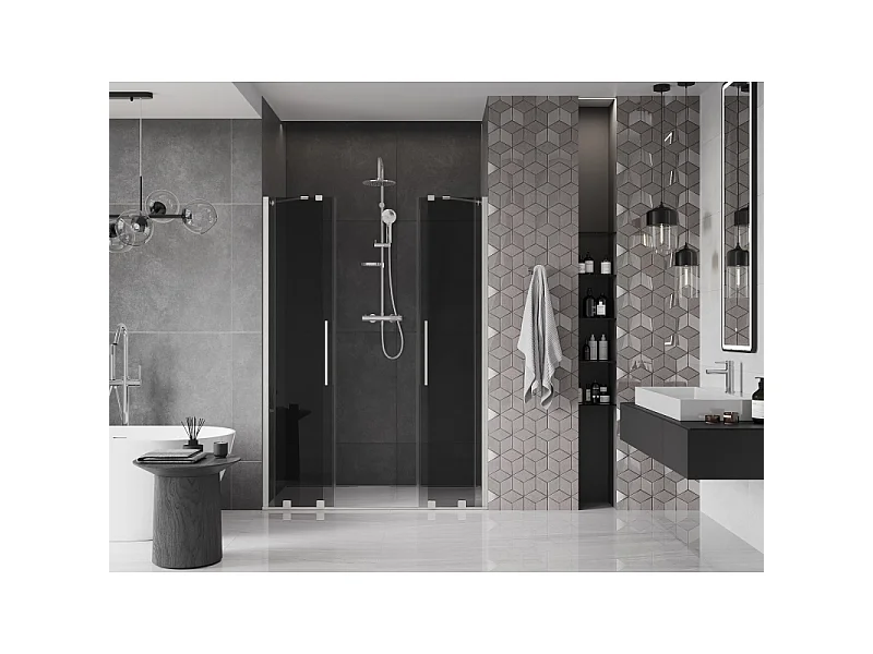Mexen Velar Duo porte de douche coulissante 150 cm, graphite, nickel brossé - 871-150-000-42-97