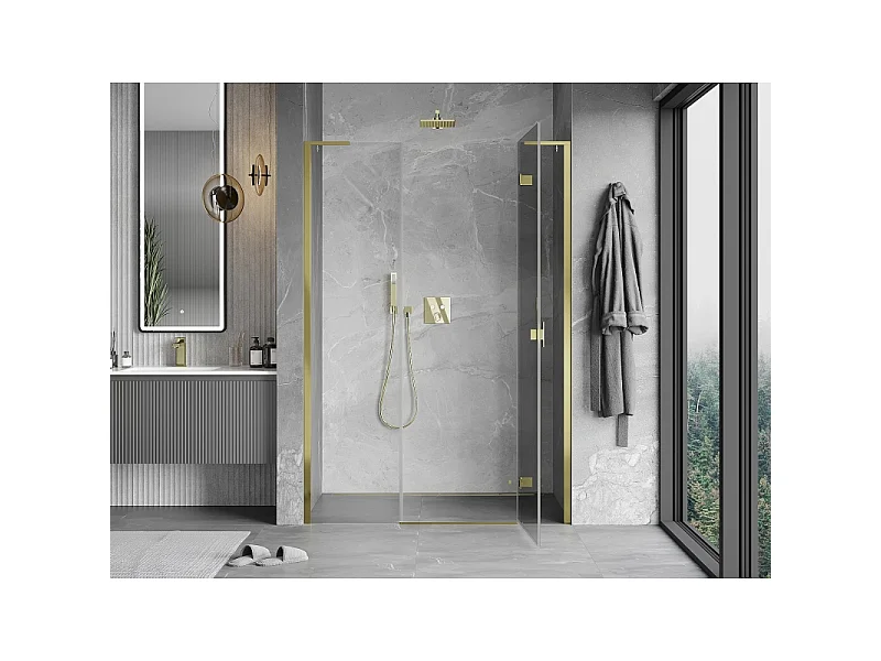 Mexen Mist-H L porte de douche battante droite 125 cm, transparent, doré - 8A5L-125-001-50-00-P