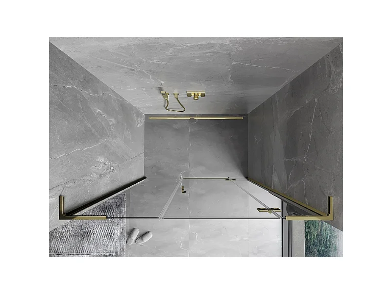 Mexen Mist-H L porte de douche battante droite 125 cm, transparent, doré - 8A5L-125-001-50-00-P