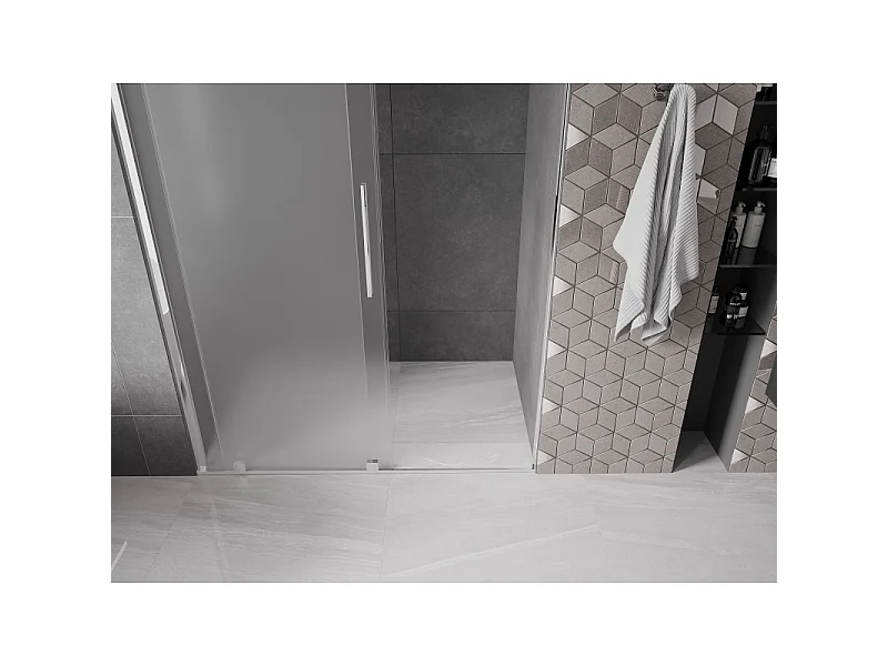 Mexen Velar drsna tuš vrata 160 cm, zmrzal, krom - 871-160-000-31-01