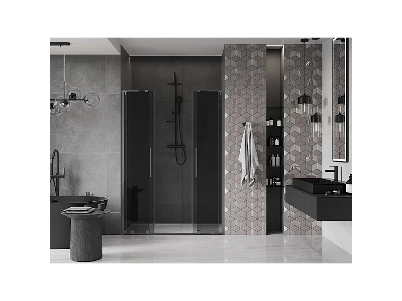 Mexen Velar L Duo porte de douche coulissante 150 cm, graphite, gris canon brossé - 871-150-003-42-66