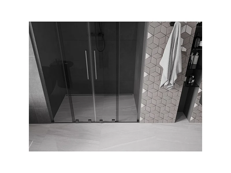 Mexen Velar L Duo porte de douche coulissante 150 cm, graphite, gris canon brossé - 871-150-003-42-66