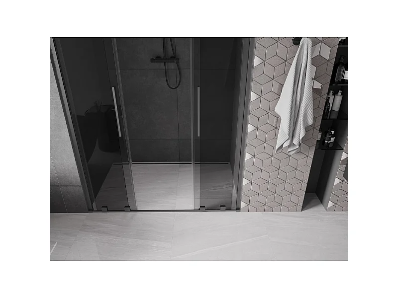 Mexen Velar L Duo porte de douche coulissante 150 cm, graphite, gris canon brossé - 871-150-003-42-66