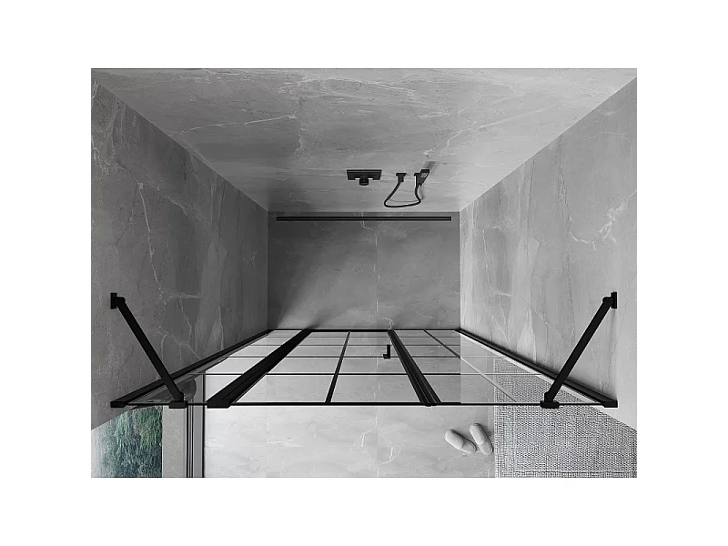 Mexen Mist Duschdrehtür links 150 cm, schwarzes Gitter, schwarz - 8A4-150-001-70-77-L