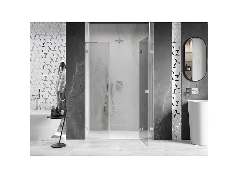 Mexen Lunar L drzwi prysznicowe uchylne prawe 135 cm, transparent, chrom - 834SL-135-050-01-00-P