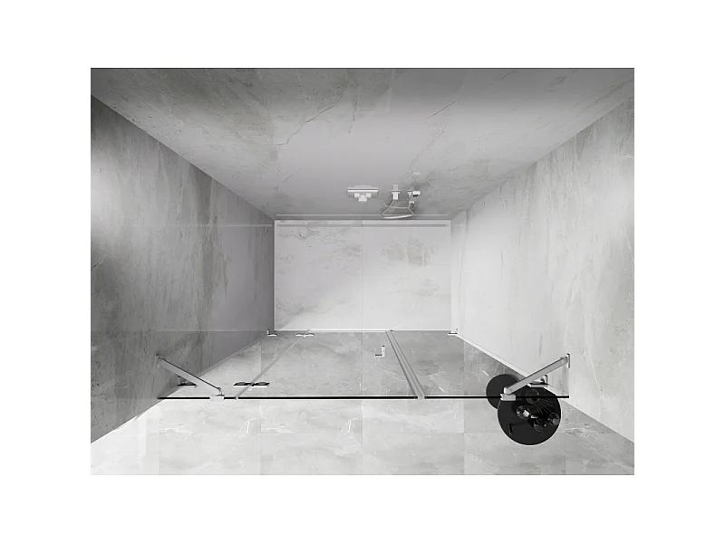 Mexen Lunar venstrehængt brusedør 125 cm, transparent, hvid - 834S-125-050-20-00-L