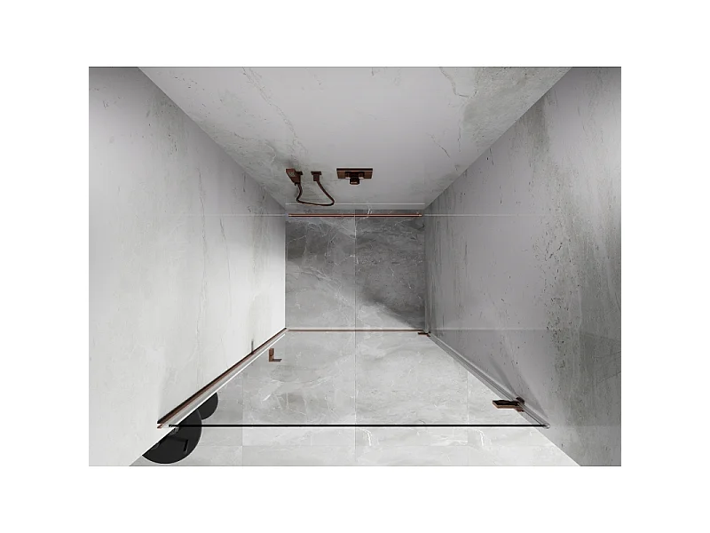 Mexen Lunar-B douchedeur scharnierend rechts 55 cm, transparant, geborsteld koper - 832-055-000-65-00-P