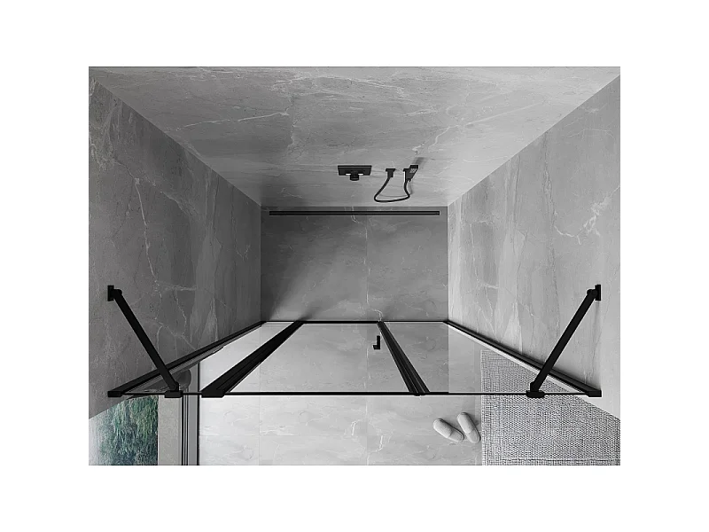 Mexen Mist draaideur voor douche, links 140 cm, zwart frame, zwart - 8A4-140-001-70-70-L