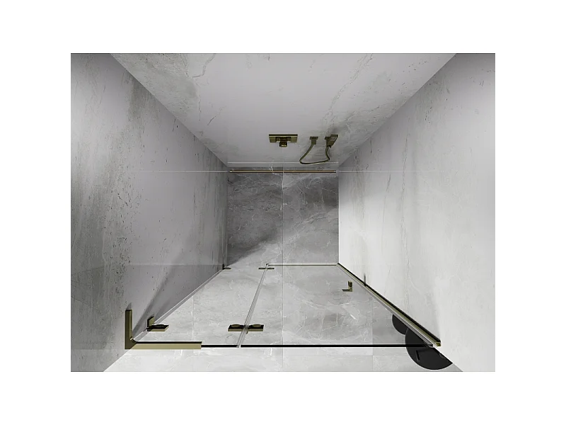 Mexen Lunar L drzwi prysznicowe uchylne lewe 80 cm, transparent, złote - 834L-080-000-50-00-L