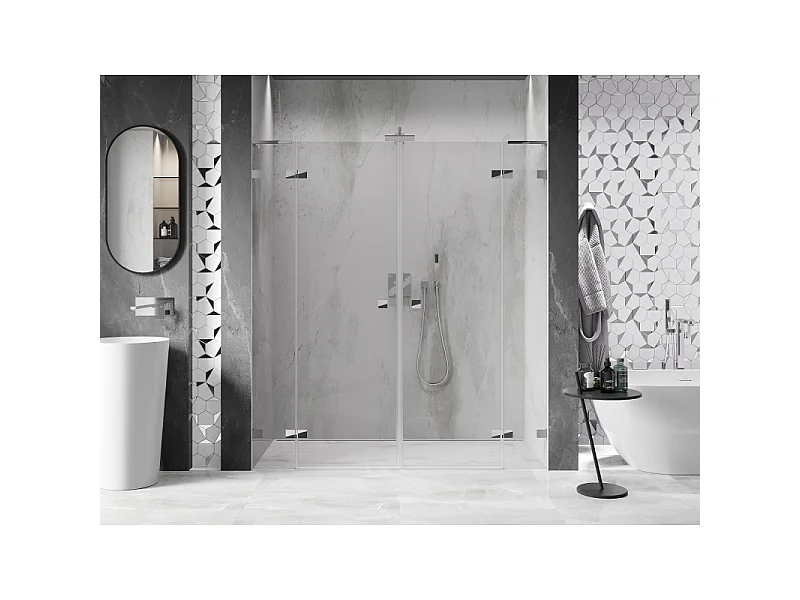 Mexen Lunar L Duo svingdøre til bruser 190 cm, transparent, krom - 834DL-190-000-01-00