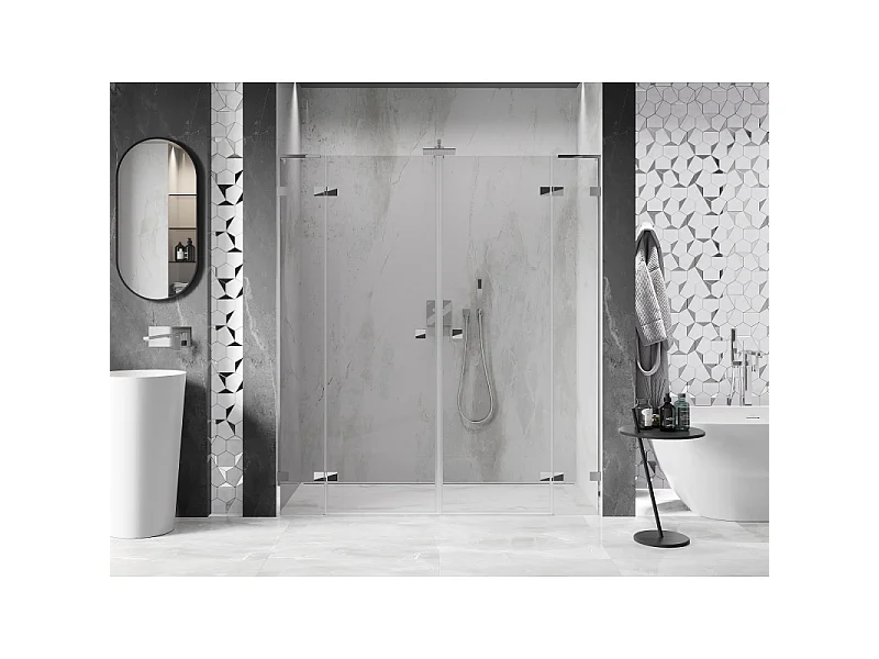 Mexen Lunar L Duo svingdøre til bruser 190 cm, transparent, krom - 834DL-190-000-01-00