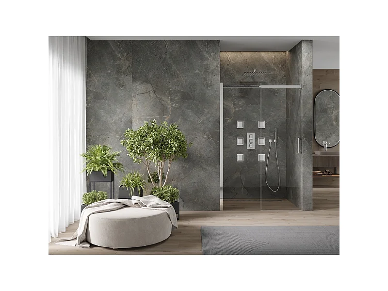 Mexen Omega puerta de ducha corredera 160 cm, transparente, cromo - 825-160-000-01-00