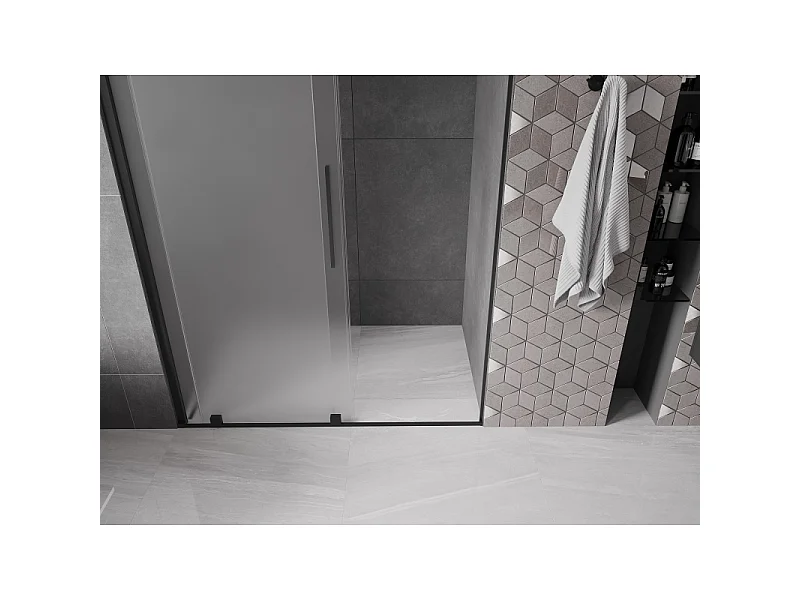 Mexen Velar Schiebetür für Dusche 140 cm, satiniert, schwarz - 871-140-000-31-70