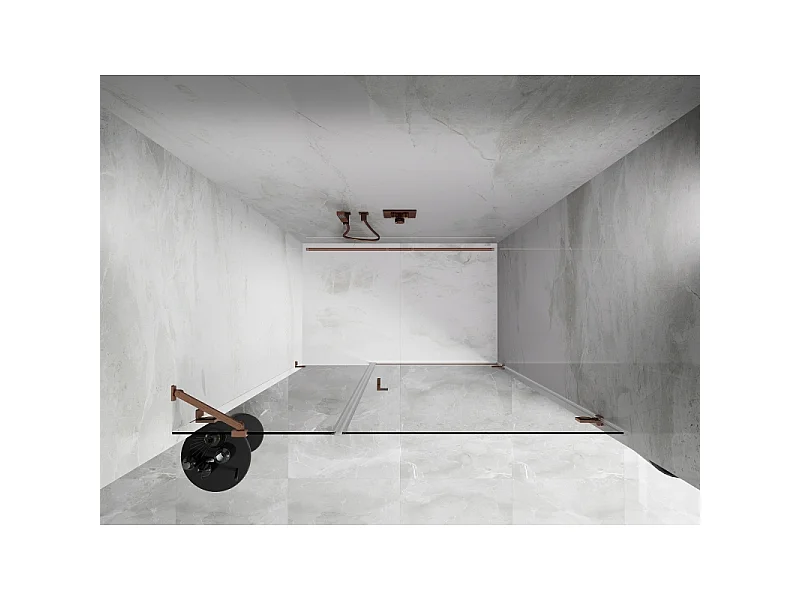 Mexen Lunar-B draaideur douchedeur rechts 140 cm, transparant, geborsteld koper - 832S-140-050-65-00-P