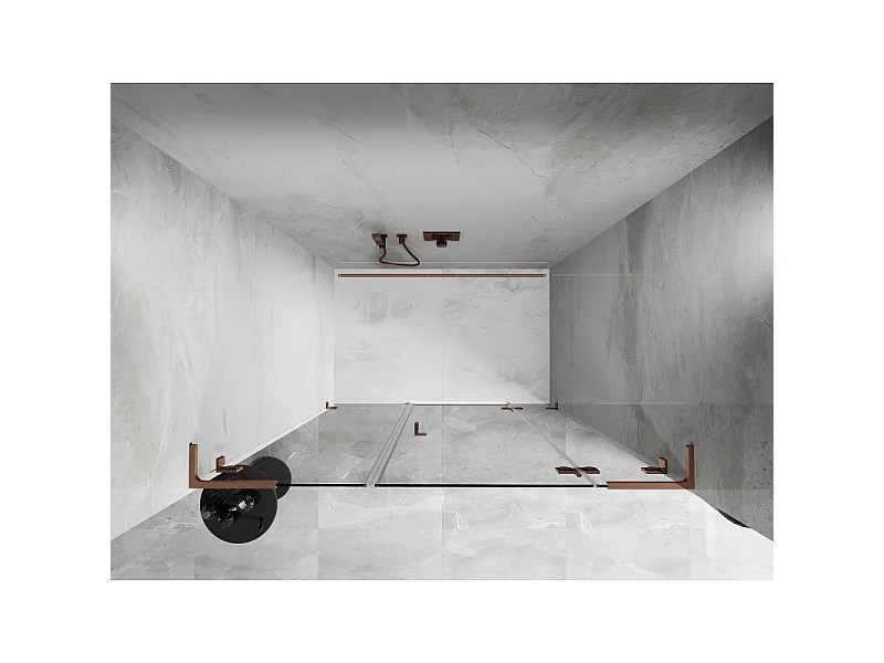 Mexen Lunar L porte de douche battante droite 120 cm, transparent, or rose - 834SL-120-050-60-00-P