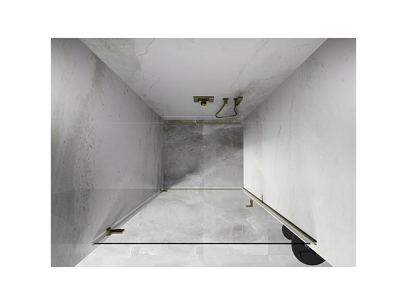 Mexen Lunar-B Shower Door Swing Left 75 cm, Transparent, Brushed Gold - 832-075-000-55-00-L