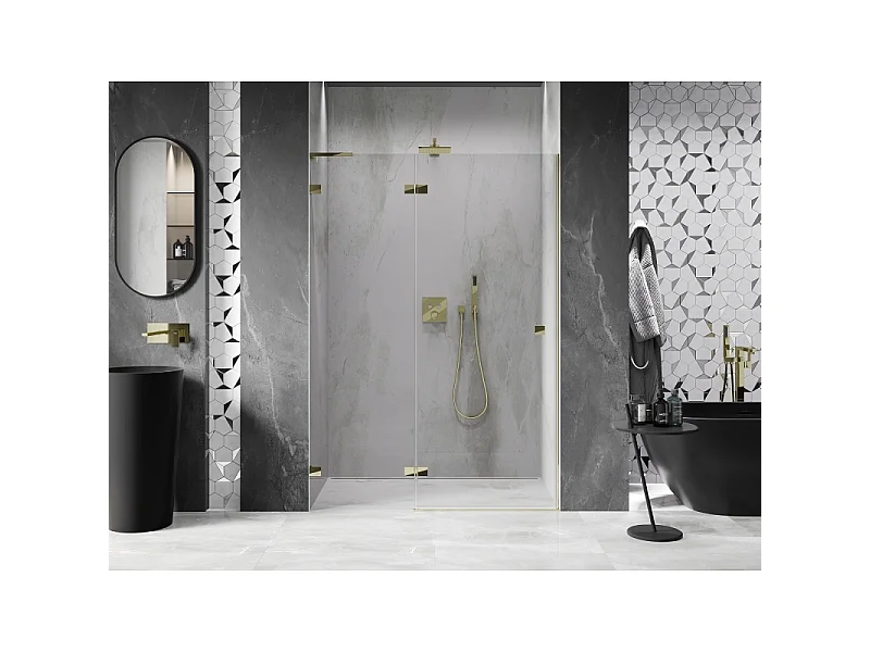 Mexen Lunar L Duschfaltwände links 140 cm, transparent, gold - 834L-140-000-50-00-L
