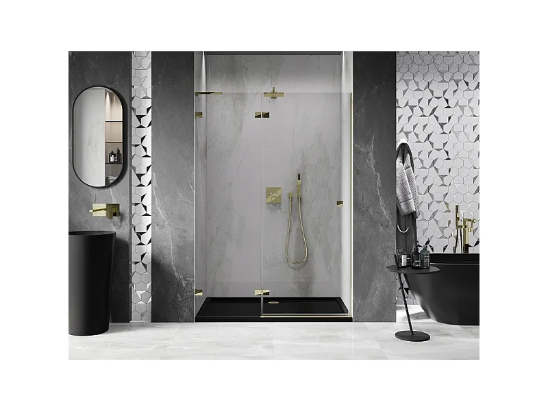 Mexen Lunar L Duschfaltwände links 140 cm, transparent, gold - 834L-140-000-50-00-L