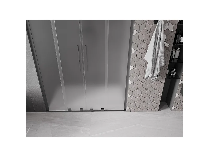 Mexen Velar L Duo drsna vrata za prho 140 cm, mat, grafitna kovina - 871-140-003-32-95