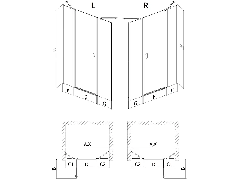Mexen Mist draaideur douchedruk 140 cm, transparant, chroom - 8A4-140-001-01-00