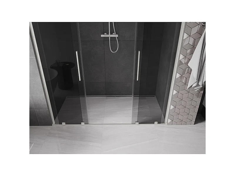 Mexen Velar L Duo drzwi prysznicowe rozsuwane 180 cm, grafit, nikiel szczotkowany - 871-180-003-42-97