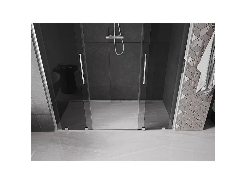 Mexen Velar L Duo schuifdouchedeuren 200 cm, grafiet, chroom - 871-200-003-42-01