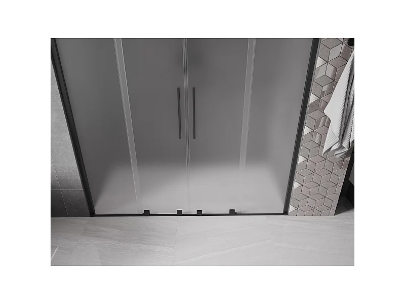 Mexen Velar Duo skydedører til brusebad 170 cm, frost, sort - 871-170-000-32-70