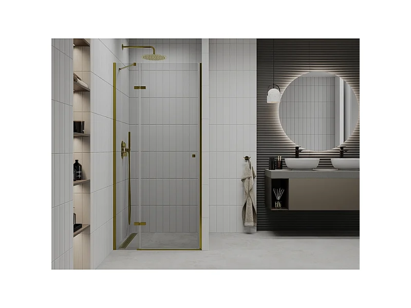 Mexen Roma Duschpendeltür 90 cm, transparent, gold - 854-090-000-50-00