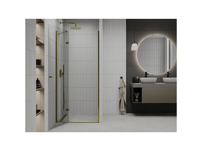 Mexen Roma Duschpendeltür 90 cm, transparent, gold - 854-090-000-50-00