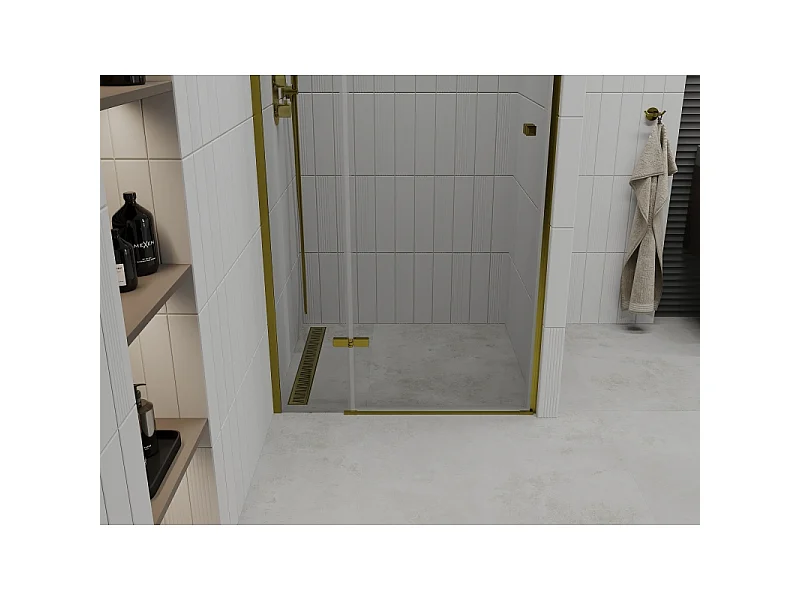 Mexen Roma Duschpendeltür 90 cm, transparent, gold - 854-090-000-50-00