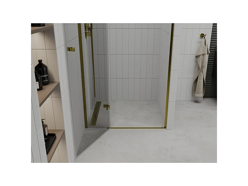 Mexen Roma Duschpendeltür 90 cm, transparent, gold - 854-090-000-50-00