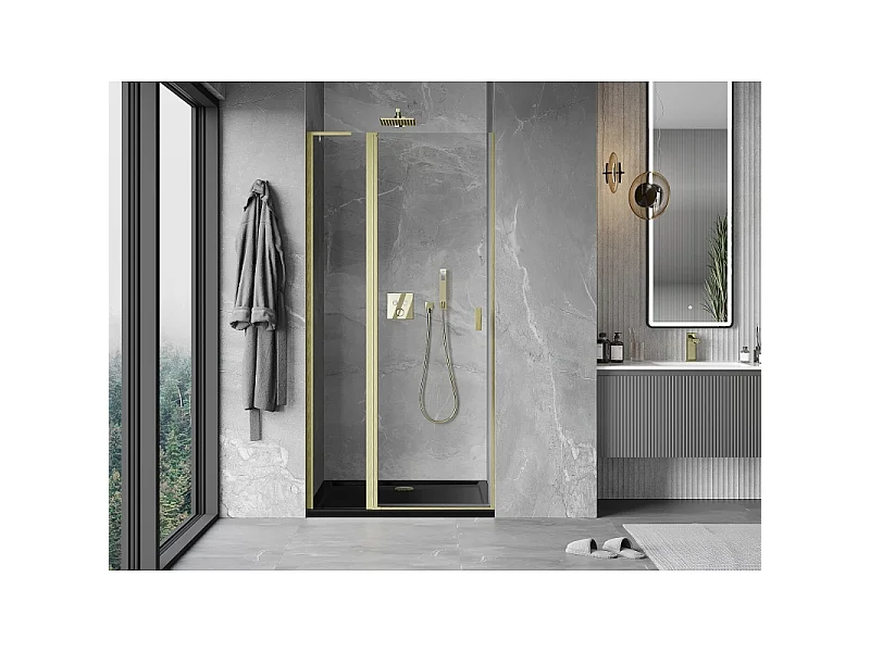 Mexen Mist L douchedeur draaibaar 110 cm, transparant, goud geborsteld - 8A4L-110-000-55-00