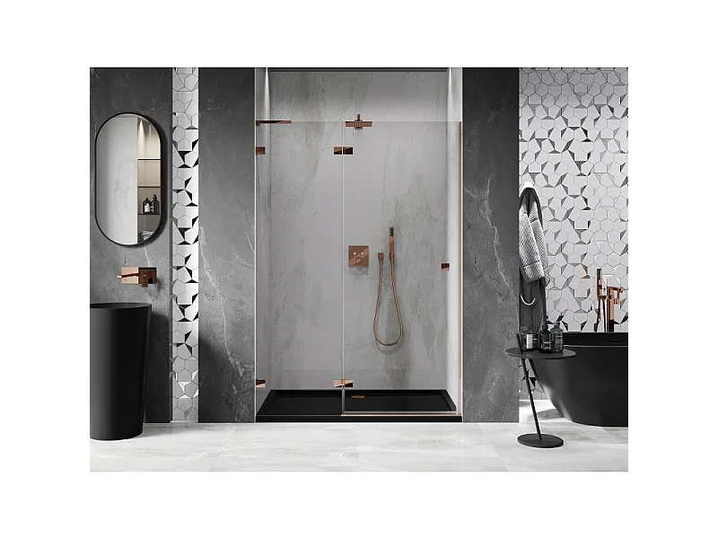 Mexen Lunar L Duschpendeltür links 140 cm, transparent, Roségold - 834L-140-000-60-00-L