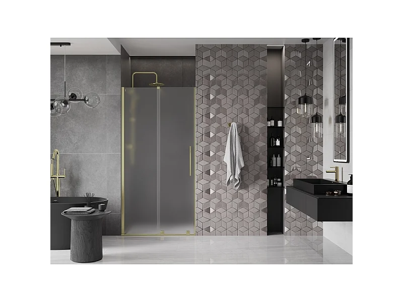 Mexen Velar porta doccia scorrevole 120 cm, ghiaccio, oro spazzolato - 871-120-000-31-55