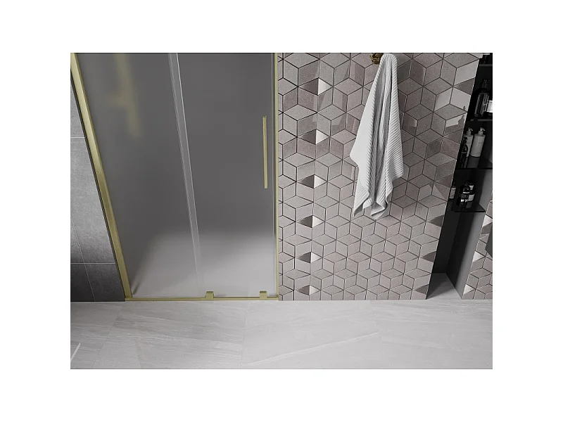 Mexen Velar porta doccia scorrevole 120 cm, ghiaccio, oro spazzolato - 871-120-000-31-55