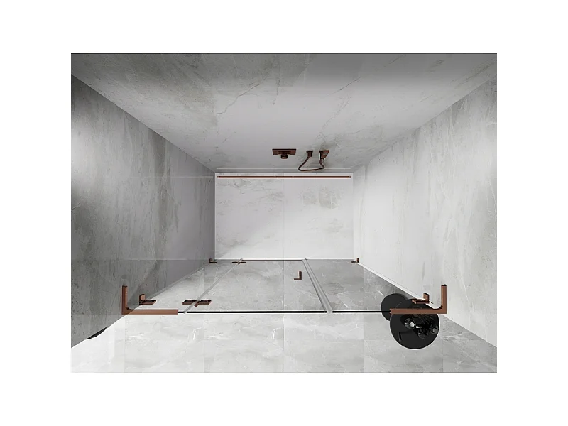 Mexen Lunar L porte de douche pivotante gauche 120 cm, transparent, or rose - 834SL-120-050-60-00-L