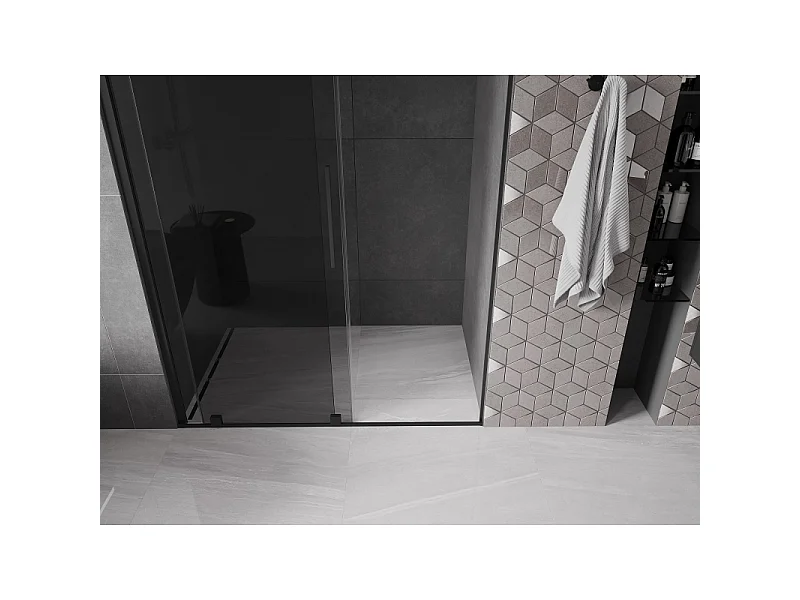 Mexen Velar Schiebetür-Duschwand 140 cm, Grafit, Schwarz - 871-140-000-41-70