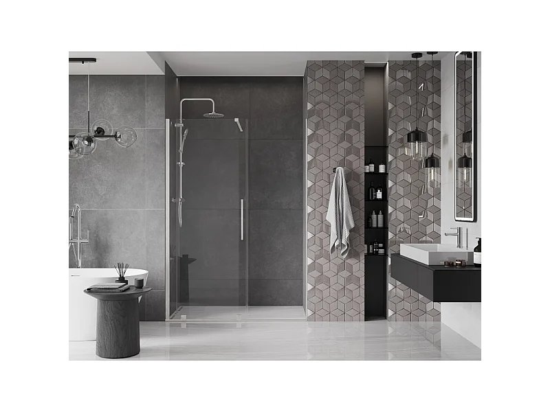 Mexen Velar porte de douche coulissantes 160 cm, transparentes, nickel brossé - 871-160-000-01-97