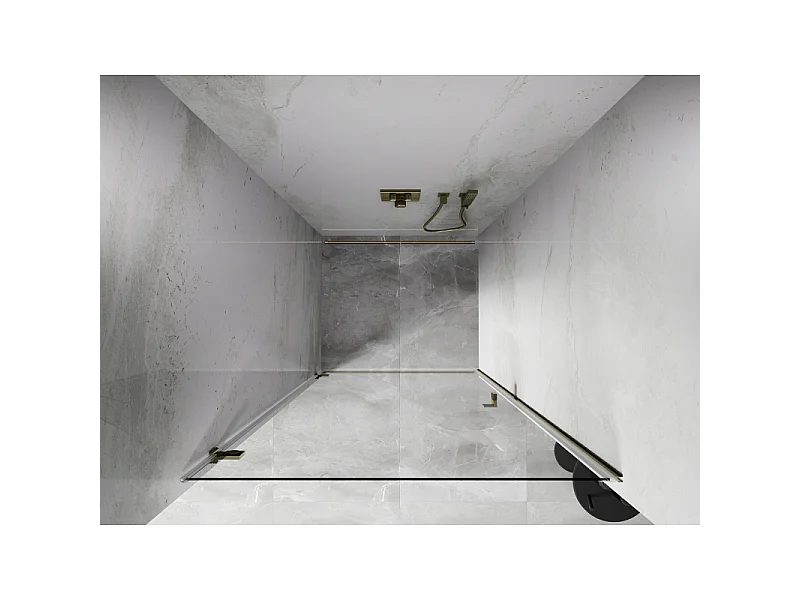 Mexen Lunar-B drzwi prysznicowe uchylne lewe 70 cm, transparent, złote - 832-070-000-50-00-L